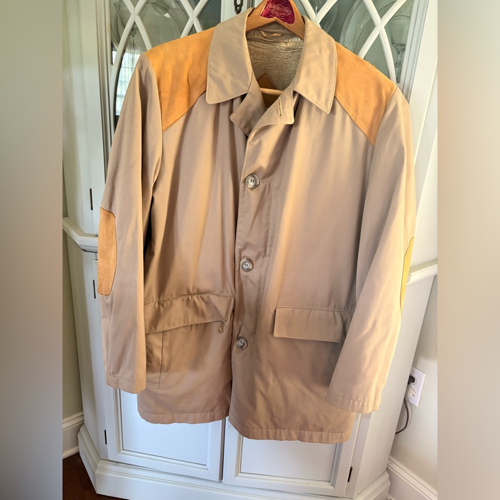 McGregor Range Cloth Beige Trench Coat with Tan Suede Accents